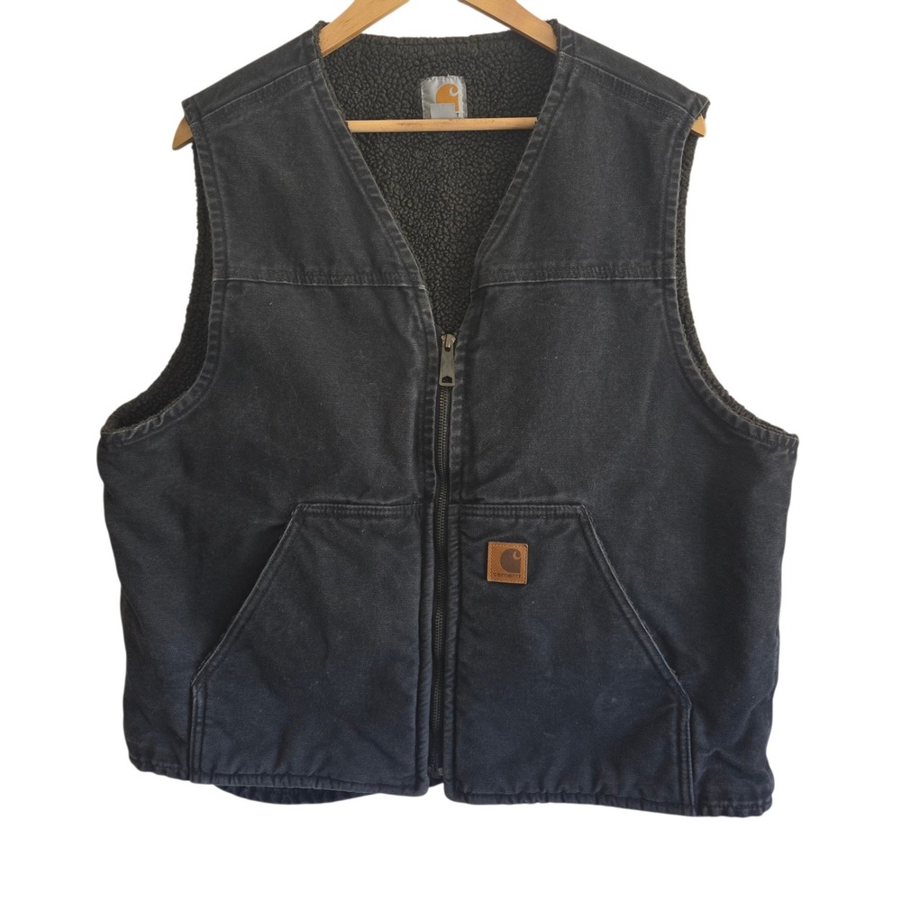Carhartt Vest Large Vintage Sandstone Sherpa Lined Duck Workwear